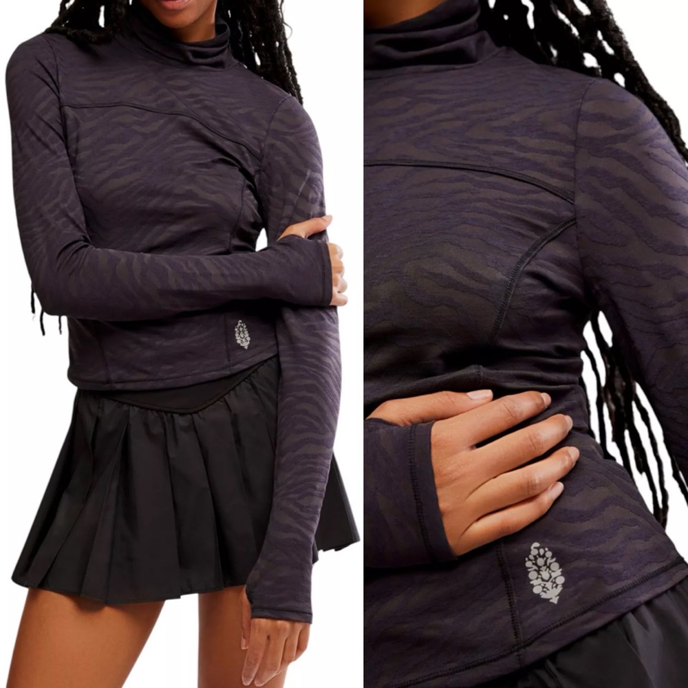 Free People FP Movement Women's Acclimate Printed Turtleneck